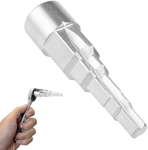 Simsky Universal-Stufenschlüssel für Heizkörperventile – 5-stufiger Steckschlüssel mit 1/2 Zoll Innenvierkant Antrieb und Hahnverlängerung – Für Sanitär, Heizung, Knarre/Ratsche