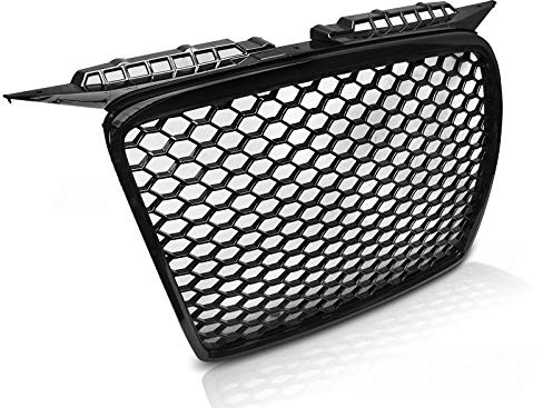 Frontgrill Hochglanz Schwarz Sport für Audi A3 8P Hatchback/Sportback 2005–2008 – mit Logo-Halter & Kennzeichenrahmen