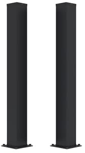 Casanoov - Lot De 2 Poteaux Acier Galvanisé CARMO - 15 x 15 cm H 145 cm - 1,45 m - Noir Mat RAL 9005 - Fixation Au Sol À Visser - Compatible Portails NALI 140 cm - Chapeaux Et Caches Vis Inclus