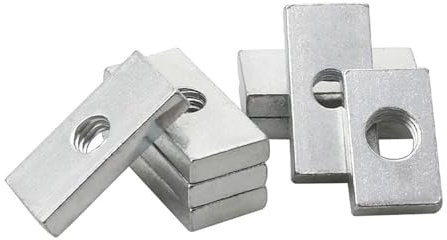 10 tuercas cuadradas M3 M4 M5 M6 M8, tuercas rectangulares, tuercas delgadas de bloque deslizante, acero al carbono galvanizado, perfil de aluminio, accesorios (color: 10 piezas, tamaño: M5 x 10 x 8 x
