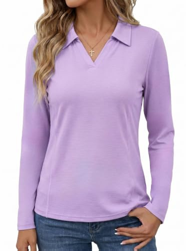 PINSPARK Polo Mujer UPF 50+ Secado Rápido Transpirable Púrpura S