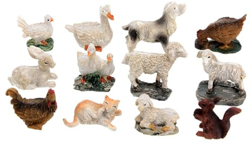 Holyart Animales para el Pesebre: Set Animales 12 Piezas Resina belén 10 cm