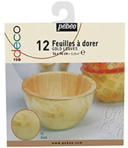 Pebeo pbo-Deco Libretto di 12 Fogli, Foglia, Oro, 0.02 x 17 x 15 cm
