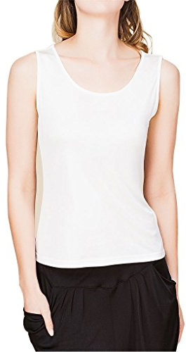 Paradise Silke 100 % Silke Stickad Ärmlös linne för kvinnor, Vitt, L