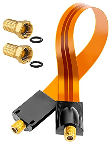 hb-digital 1x SAT Fensterdurchführung Ultra Flach flexibel extrem dünn Gold HQ F-Buchse Verbinder für Koaxialkabel Verkupplung für Türen Fenster Dachboden + 2x F-Stecker vergoldet