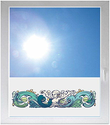 INDIGOS UG - Fensterfolie Blickdicht Engel Blumen Pflanze Tribal Ornament - 1000x500mm - Sonnenschutzfolie Fenster - Sichtschutzfolie Fenster Bad, Küche, Fenster, Milchglasfolie