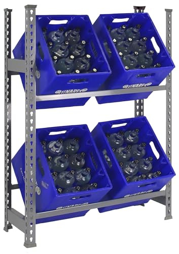 SimonRack Getränkekistenregal, 2 Kästen, Flaschenregal, Getränkekistenhalter, Kistenregal, Antracite - Simonbottle | 1000x800x300 mm, Korrosionsschutzlackierung, Klicksystem-Montage, Grau