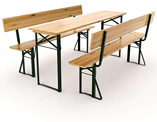 Avanti Trendstore - Lima - Festzeltgarnitur aus lackiertem Massivholz mit Rückenlehne, sehr robust und langlebig, ideal für deinen Garten oder Terrasse. Maße Tisch: 180x75x60 cm, Bänke: 180x45x25 cm