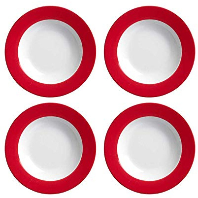 Flirt by R&B Assiette à Soupe/Profond Assiette 'Doppio', Ø 22cm, Rouge - 4 Stück