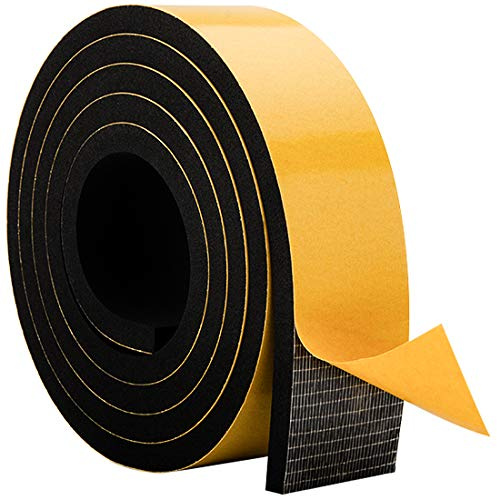 Neoprene Foam Weather Stripping, 2 Inch Wide X 3/8 Inch Thick, Door Jamb Seal Strip with Adhesive Backing for Doors & Windows, Total 6.5 Feet Long