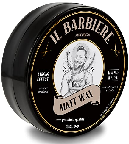 Il Barbiere® Matt Wax Pomade Wasserbasiert - Natürliches Haarwachs Matt, Starker Halt, Pomade Herren, Haarwachs Männer - Ohne Parabene, Silikonfrei - Handmade für einen einzigartigen Look, 100ml