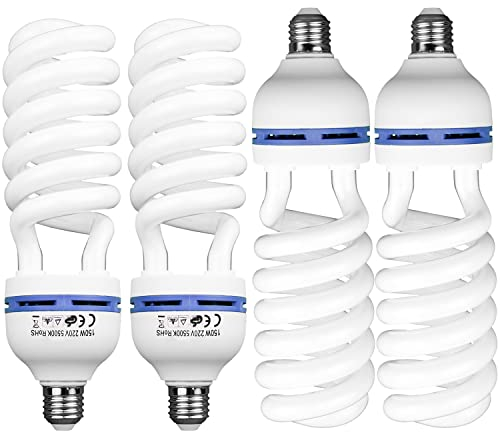 BOLLUMA 55W = 150W Photo Studio Ampoule Vidéo Lampe Photographie Lumière du Jour Lampe de l'ampoule E27 150W Ampoule Eclairage Continu pour Parapluie Softbox 4pcs 5500K