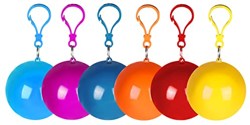 Nizirioo Portable Poncho Ball Regenponchos Regenumfang: 6 Stück Wiederverwendbar Regencape Notfall Regenjacke, Tragbar Regenmante mit Kapuze Erwachsene und Kinder (Zufällige Farbe)
