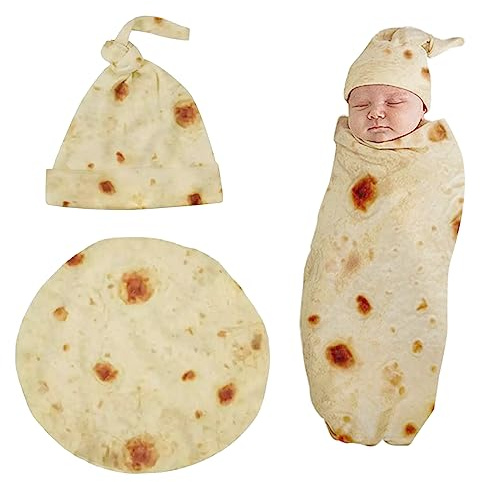 Yuehuamech Baby Burrito Swaddle Decke mit Hut Decken Geschenk für Baby Jungen und Mädchen, 85*85cm / 33.5*33.5in, (2569282/120260AM95US698)