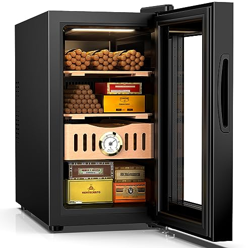 26L Elektrischer Humidor, 200 Zähler elektronischer Zigarren Humidor, Kühler Humidor Schrank mit Kühlung Temperaturregelung, Geschenk für Männer
