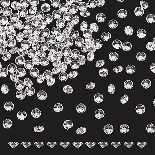 FINGERINSPIRE 200 Stück 3 mm Runder Zirkonia Stein 5A Klare Lose CZ Diamantsteine Winzige Facettierte Strass Cabochons Mit Spitzer Rückseite Kristall Diamant Edelsteine Für Schmuck DIY Basteln