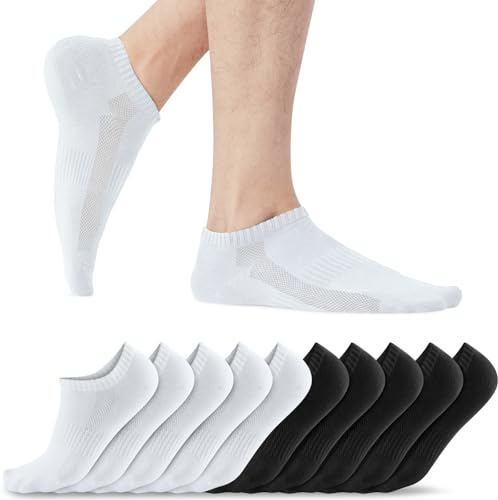 QINCAO Calcetines Cortos para Hombre Mujer 6/10 pack, Algodón Transpirable | Calcetines Cómodos, Transpirables, Absorbentes y Antideslizantes, Ideales para el Tiempo Libre, Correr y Practicar Deporte