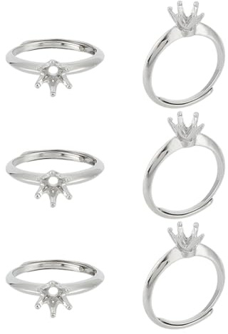 GOMAKERER 6 Stück Messing-Ringbasen, Verstellbare Krappenring-Fassungen Platin-Ring Blanke Fingerring-Zubehörteile Für Die Herstellung von Schmuck