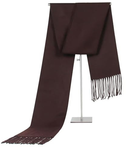 MdybF Halsduk enfärgad halsduk vinter klassisk kashmir varm mjuk halsduk tofs sjal halsduk halsduk, Kaffe, one size