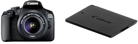 Canon EOS 2000D Spiegelreflexkamera - mit Objektiv EF-S 18-55 F3.5-5.6 III (24,1 MP, DIGIC 4+, 7,5 cm (3.0 Zoll) LCD, Display, Full-HD, WiFi, APS-C CMOS-Sensor), schwarz & Akku LP-E10 EOS-Zubehör