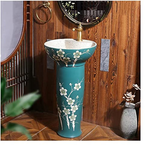Waschtischunterschrank mit Waschbecken, Badezimmerwaschbecken mit vollem Sockel, ovales Badezimmerwaschbecken, Waschbecken mit Sockel, Keramikwaschbecken und Waschbecken mit Sockel