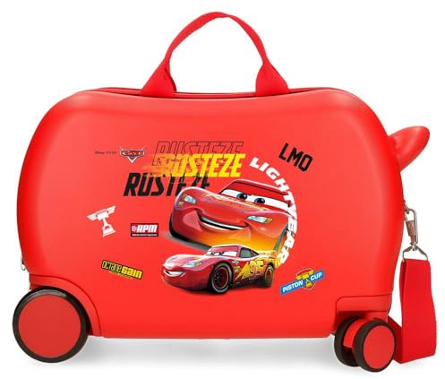Joumma Disney Cars Rusteze Lightyear Kinderkoffer, Rot, 45 x 31 x 20 cm, Harter ABS-Kunststoff, 24,6 l, 1,8 kg, 4 Räder, Handgepäck, rot, Kinderkoffer