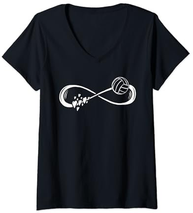 Damen Liebe Unendlichkeit Volleyball trikot Fan Geschenk T-Shirt mit V-Ausschnitt