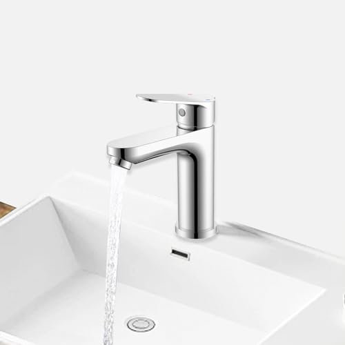 AICA ITALY Miscelatore Monocomando Bagno in Metallo con Flessibili Acqua Calda e Fredda G1/2 Pollici da 40 cm, per Lavabo Bagno, Cromato
