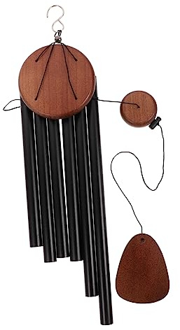 Gogogmee Éolienne Extérieure Décoration De Jardin Suspendue pour Patio Et Terrasse Noir 28“ sans Motif