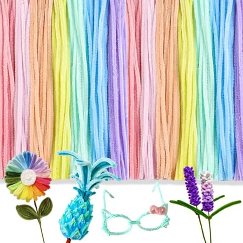 Kuppt 100 Stück Pfeifenreiniger, Pfeifenputzer Zum Basteln, Pfeifenreiniger Chenilledraht, Pfeifenputzer Bunt, Pipe Cleaners Bulk for für Bastel- und Heimwerkerliebhaber, Heimdekoration