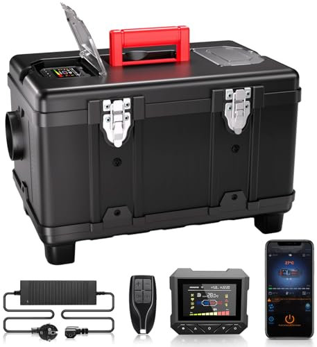 KROAK 8kW Standheizung Diesel Compact SE 230V AC & 12V/24V DC, Tragbare Dieselheizung mit Bluetooth APP & Adapter, 0,15–0,46 L/H, Heizung für Auto LKW RV Camping