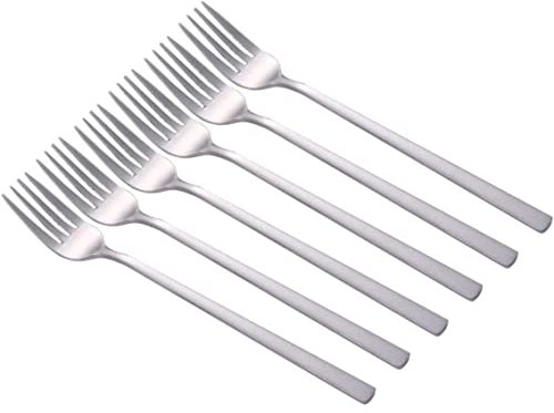 Hintyne Fourchettes à Salade en Acier Inoxydable Longue Fourchette à Salade Fourchette de Table coréenne à Long Manche fourchettes à Dessert fourchettes à dîner en Acier Inoxydable 21cm 6 PCS