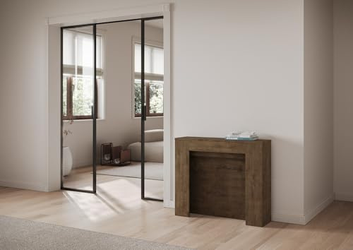 IMAGO FACTORY Kuba – Consola extensible, mesa extensible para comedor (hasta 211 cm) - Mueble consola para recibidor moderno, mesa de cocina extensible, fabricada en Italia (nogal)
