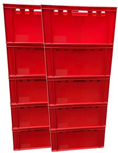 BURI Fleischkisten Kisten Eurobox lebensmittelecht - HDPE Metzgerkiste Box Aufbewahrungsbox Kunststoff Wanne Plastik Stapelbar Lagerkisten (10, E3)