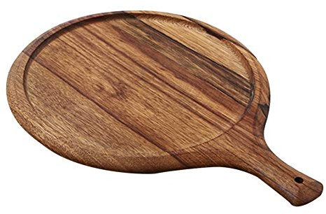 CTRSM Teglia per Pizza, Teglia per Pizza, Tagliere for Pizza Rotondo in Legno con Manico, Pietra for Pizza, teglia da Forno, Tagliere, Vassoio, Utensili da Cucina for Dolci