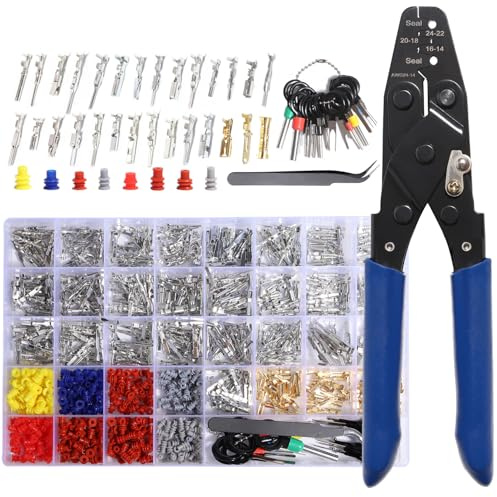 Shengbowi Connector Pins Kit Terminal Pin Automotive Car Electrical 1/1.5/1.8/2.2/2.3/2.5/2.8/3.5mm Male&Female Wire Seals Removal Tool kit Motorcycle ATV Wire Non-Insulated Plug Crimp Tools Set