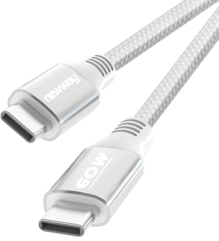 NEWWAY - 2024 Nouveau - Câble USB C vers USB C 60W 1 Mètre - Charge Rapide USB Type C – Nylon Tressé – Compatible Téléphone Portable, Tablettes, Ordinateur Portable