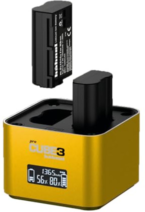 Hähnel - ProCube3 - para Nikon - Cargador dúo DSLR - Carga más rápida - Entrada USB Tipo C