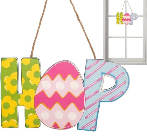 - Letra decorativa de madera del alfabeto, placa de puerta con ajustable para colgar, letra, letra, placa para colgar en la puerta principal, primavera, hogar,