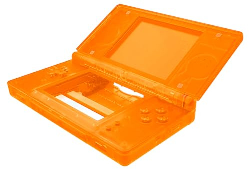 eXtremeRate Clear Orange Replacement Full Housing Shell for Nintendo DS Lite, Custom Handheld Console Case Cover with Buttons, Screen Lens for Nintendo DS Lite NDSL - Console NOT Included