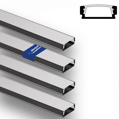 INNOVATE U-12 SLIM LED Profil 2m Schwarz 4er-Set 17x6mm Diffusor Milchig | Aluprofil für LED Streifen 2m 12mm I Kühlkörper Indirekte Beleuchtung Wohnzimmer I Alu U Profil Indirekte Beleuchtung Decke