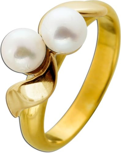 Ch.Abramowicz Perlenring Gold 900 21 Karat Japanische Akoyaperlen 17