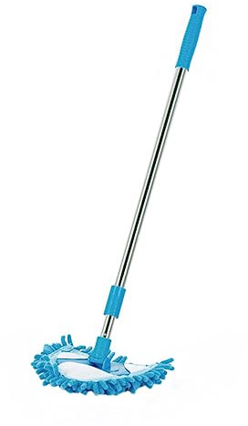 DEARMAMY Balai Télescopique Domestique Rotatif 180° Mini Balai De Nettoyage Triangulaire Bleu 1 Mètre Léger Tête Amovible Pour Sols Multipurpose Usage Maison Et Bureau