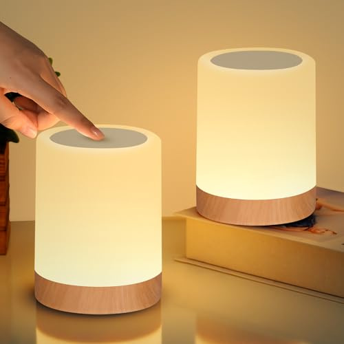 Bonsery 2025 Verbesserte Nachttischlampe 2er Set Touch Dimmbar, USB Aufladbar Nachtlicht Dimmbar Kabellos mit 4 Helligkeitsstufen Warmes, Farbwechsel Tragbar Nachtlampe ohne Kabel Geschenke für Kinder
