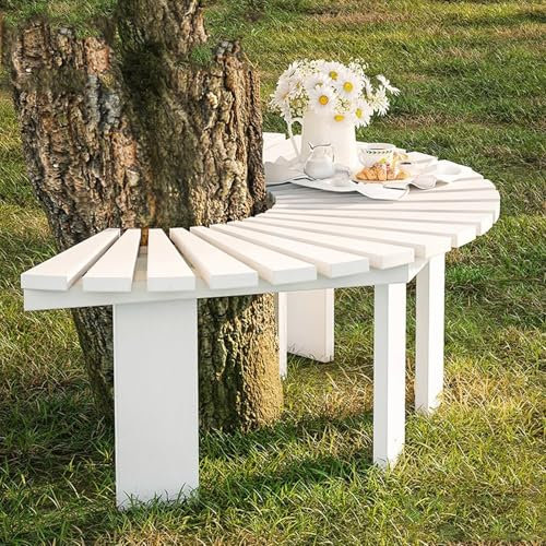Gartenbank mit Rückenlehne, wetterfestes Bogen-Design, hohle Entwässerung und sechseckige Unterstützung für Terrasse, Parkkomfort