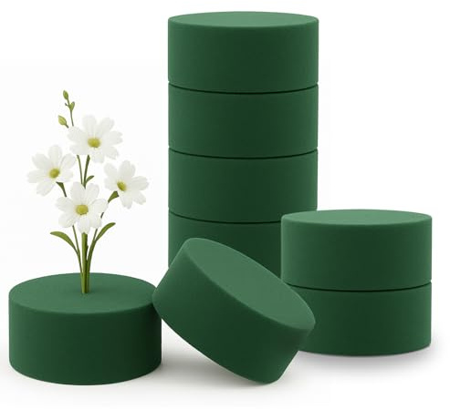 Minfuerang 8 Pezzi Schiuma Floreale 8x4 cm, Cilindro in Spugna Floreale, Spugna per Fiori Verde per Fiori Secchi e Freschi, per Feste, Casa, Matrimoni, Compleanni (8)