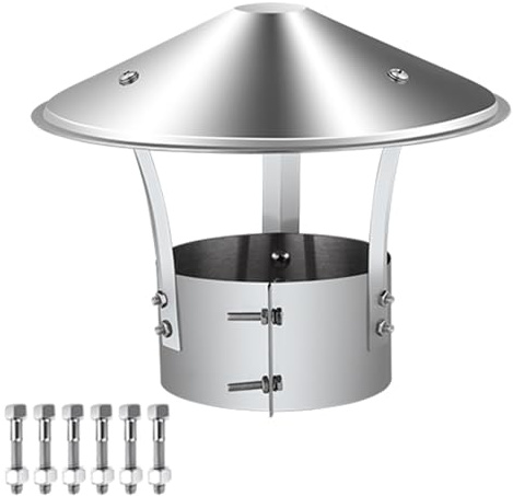 Comignolo Canna Fumaria Cappello Del Camino in Acciaio Inox Tappo Rotondo Di Sfiato Copertura per Tubo di Scarico per Tutti i Tipi di Camini 90 100 180 240mm(170mm/6.69in)