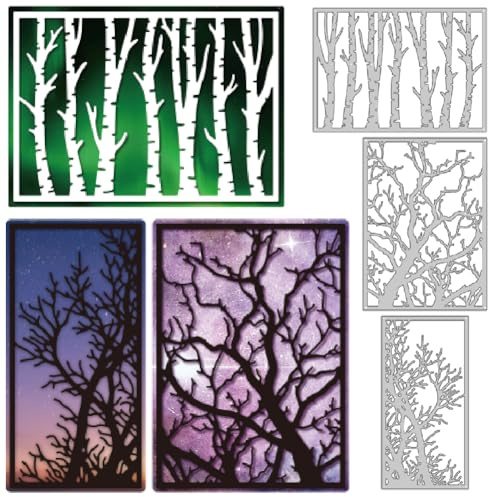 DELORIGIN Realistic Tree Cutting Dies for Card Making Background Frame Dies Metal Stencil Scrapbooking Embossing Template Die for Greeting Cards DIY Paper Craft Photo Album Invitation Decoration