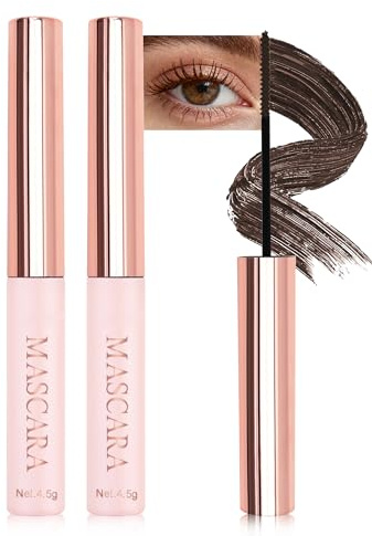 Ultra-Fine Mascara für Kurze Untere Wimpern, 2Pcs Wasserfest Wimperntusche Braun Lange Wimpern, Langlebig Nicht Klumpender, Colored Lash Mascara Verlängernd und Voluminös, Eye Makeup für Frauen-03