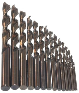Set di punte da trapano, Set di 15 punte da trapano in acciaio rapido al cobalto M35 1,5-10 mm, for lavorazione del legno, metallo, a codolo dritto, utensili elettrici